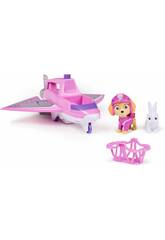 Figurine de sauvetage aérien Skye de Paw Patrol avec l'avion et la pince des héros