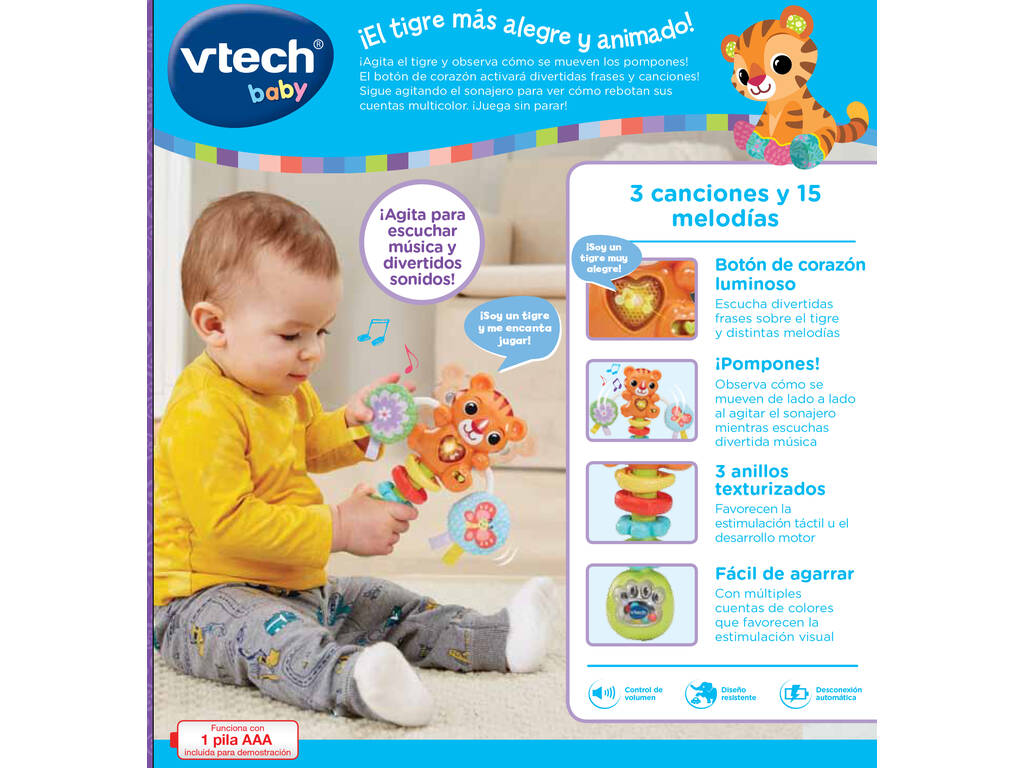 Hochet musical bébé tigre