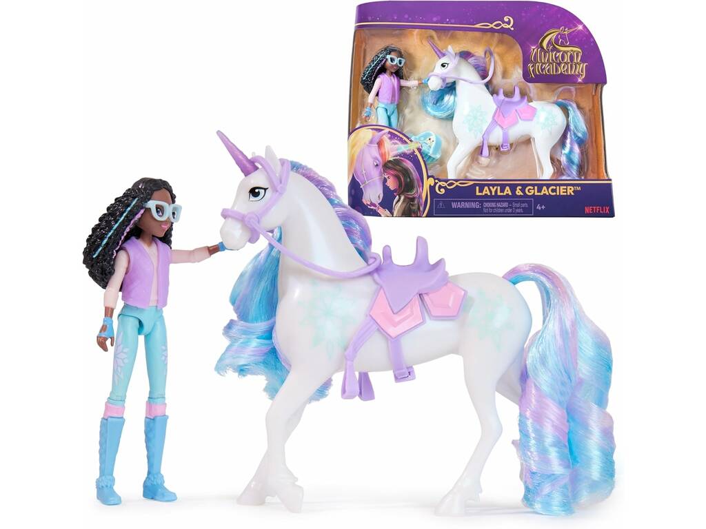 Academia Unicórnio Pack Boneca Layla e Unicórnio Glacier
