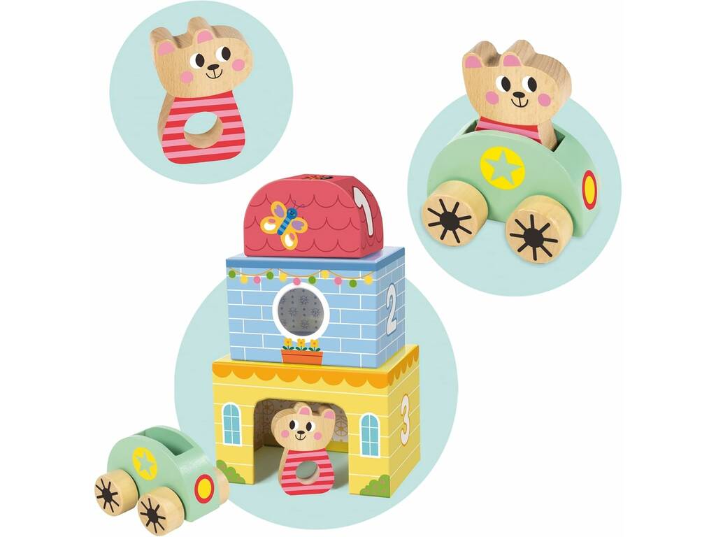 My First Toys con Coche y Sonajero de Madera