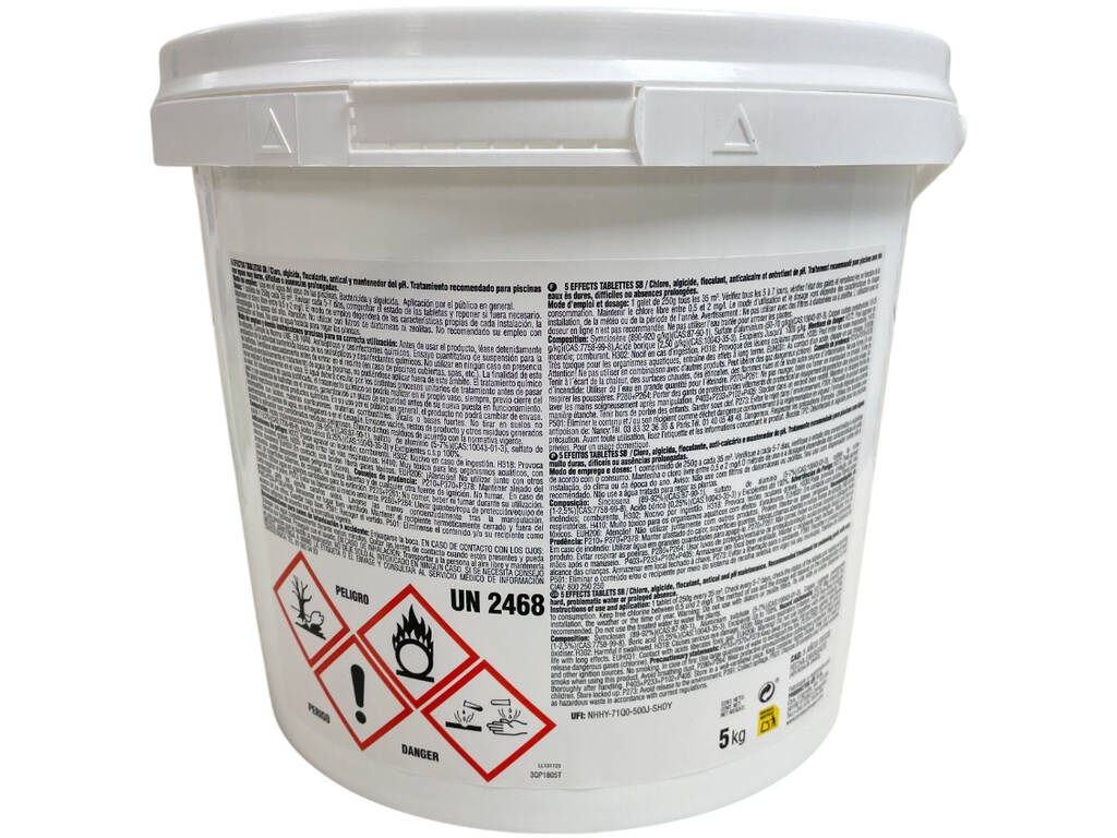 Dosachlor Bucket 5 kg Chlore 5 effets en comprimés de 250 g