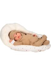 Boneca Beb Reborn Olona de 40 cm com Saco de Dormir Bege
