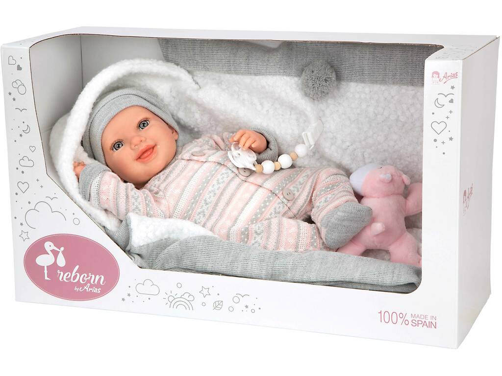 Poupée Reborn Nadia de 40 cm avec couverture et peluche