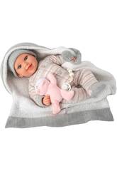 Poupée Reborn Nadia de 40 cm avec couverture et peluche