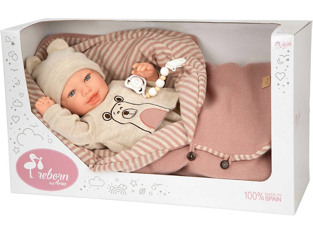 Muñeca Bebé Reborn Lain de 45 Cm con Saco de Dormir