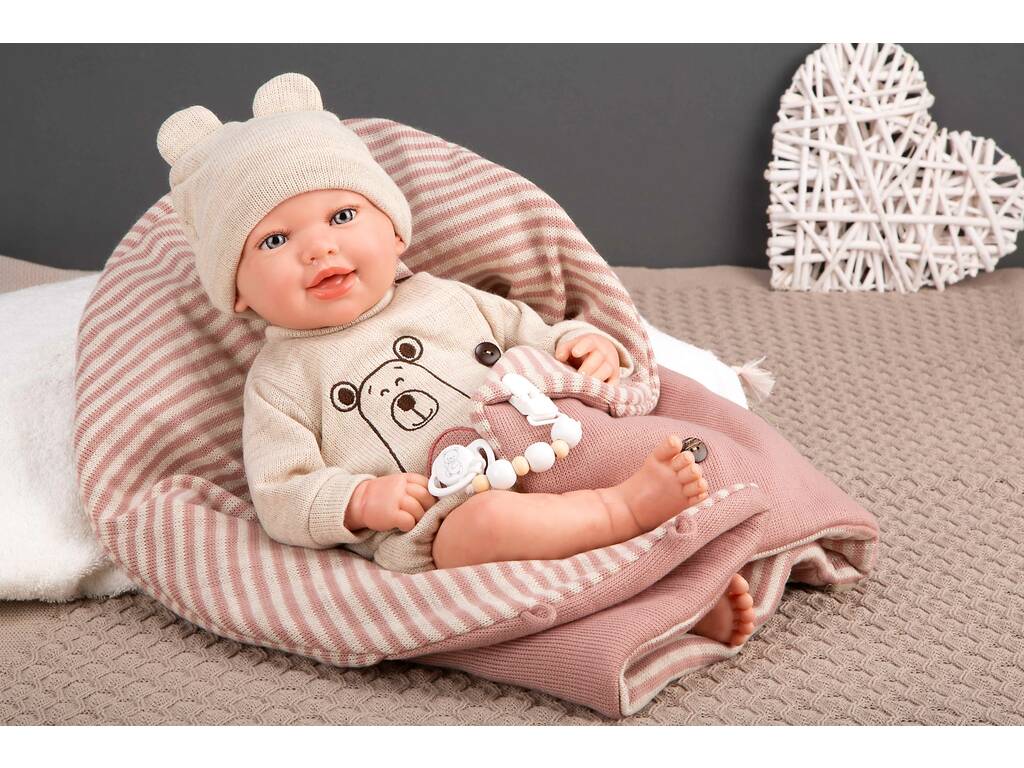 Muñeca Bebé Reborn Lain de 45 Cm con Saco de Dormir