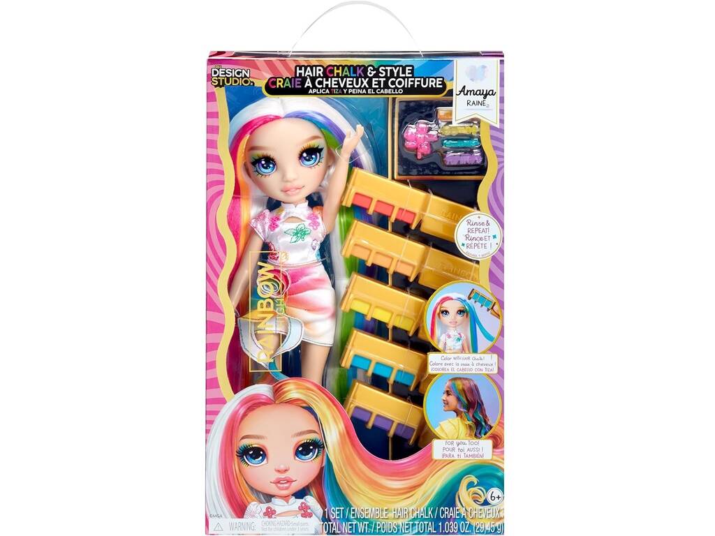 Poupée crayeuse et coiffeuse Rainbow High Hair Amaya Rainr