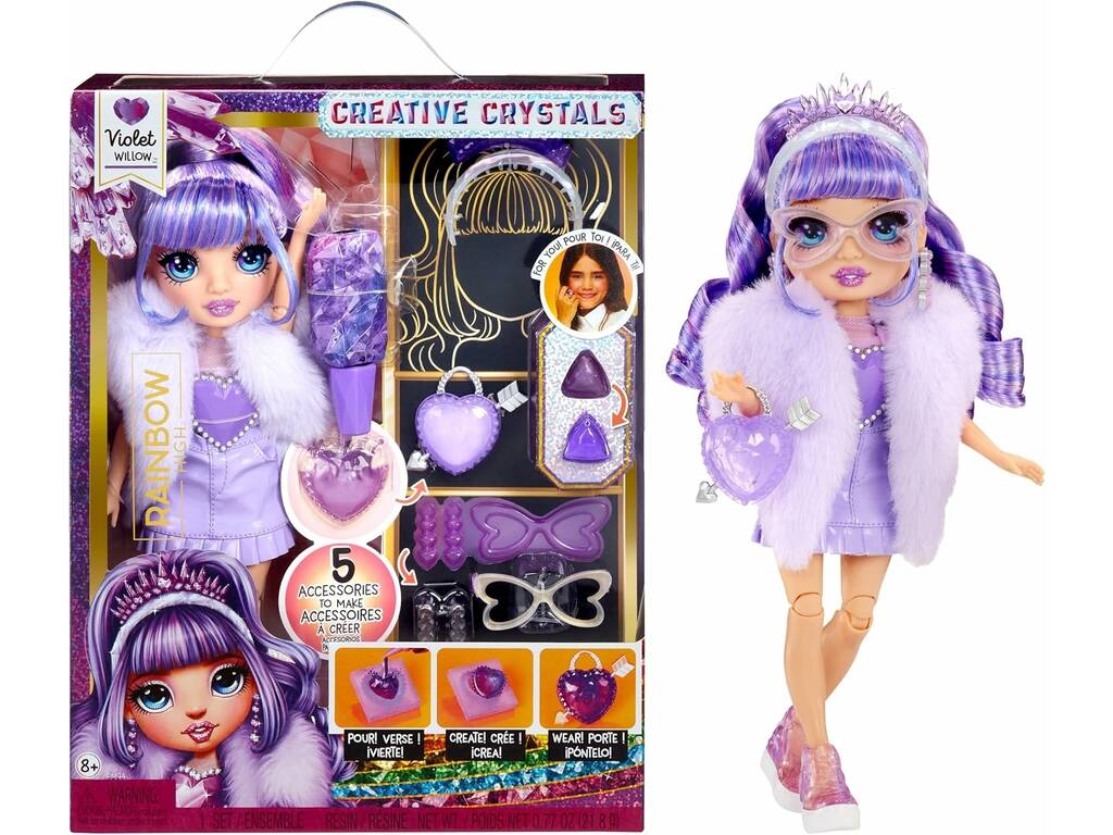 Poupée de mode arc-en-ciel en cristal violet