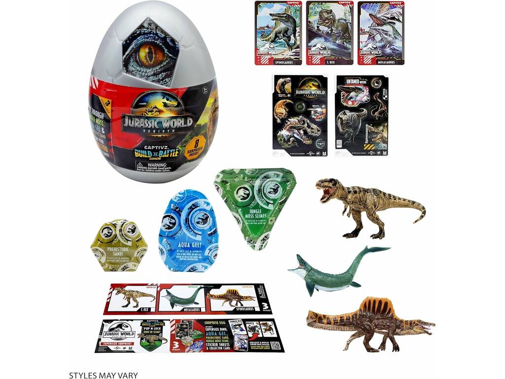 Jurassic World Rebirth Captivz Build And Battle Dinos Huevo avec 8 surprises