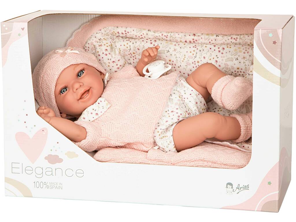 Poupée bébé Elegance Babyto rose de 35 cm avec poids réel et couverture