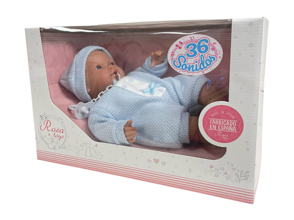 Poupée Bébé Nouveau-né Daniela de 35 cm avec 36 Sons et Sucette