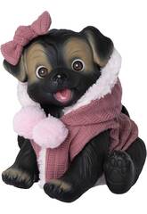 Poupe chien noir 23 cm avec pelage rose