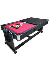 Table multijeux rotative 4-en-1 Olimpus 203,5x112x81 cm avec plateau rouge