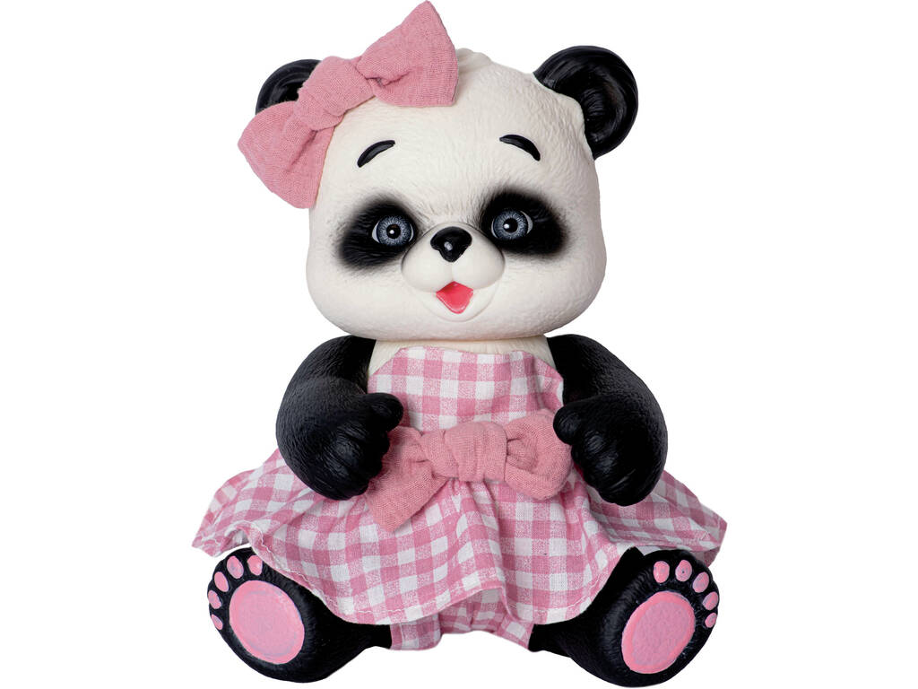 Poupée Panda 25 cm avec robe rose
