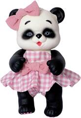 Boneca Urso Panda de 25 cm com Vestido Rosa