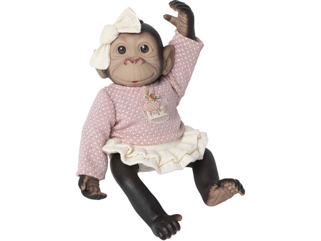 Poupée singe réincarnée de 35 cm avec pull rose