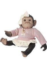 Poupe singe rincarne de 35 cm avec pull rose