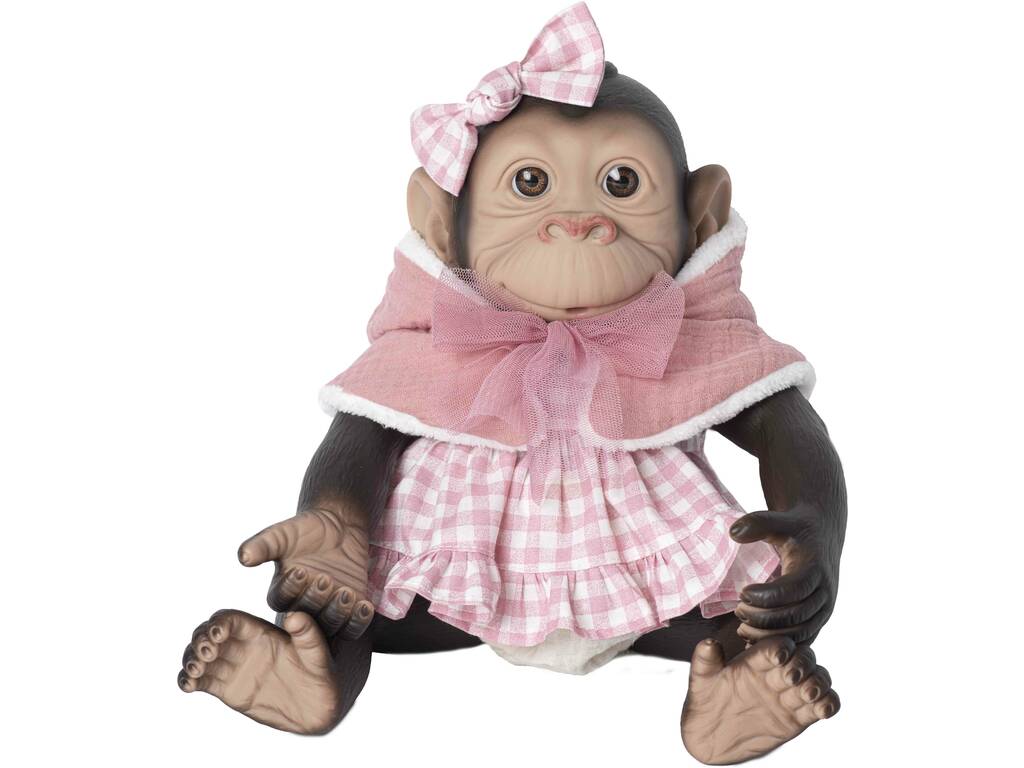 Poupée Reborn Monkey 35 cm avec robe rose
