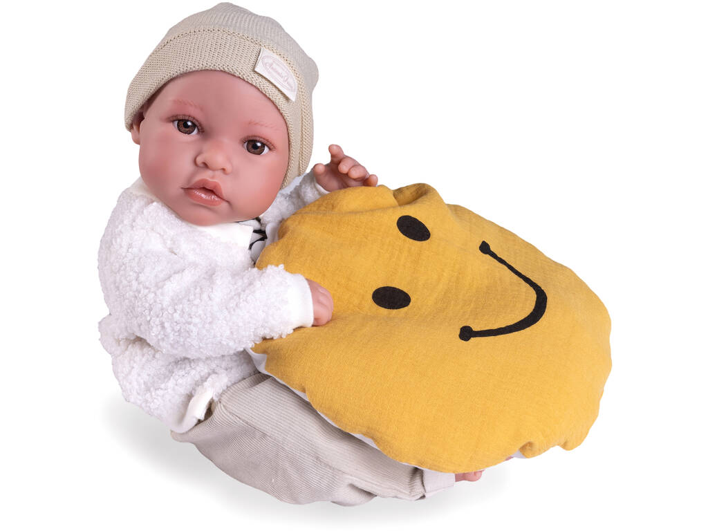 42 Cm Newborn Baby Doll Erik With Cushion Smile