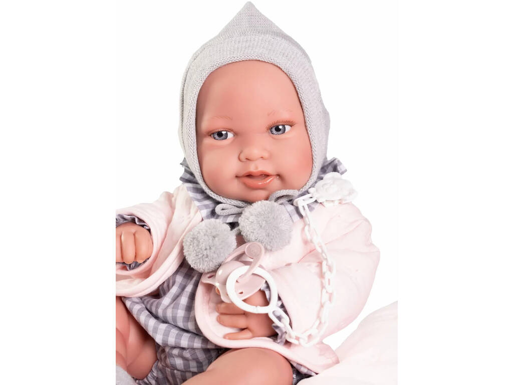 Poupée Bébé Recen Né Pipe De 42 cm Avec Couverture Rembourrée