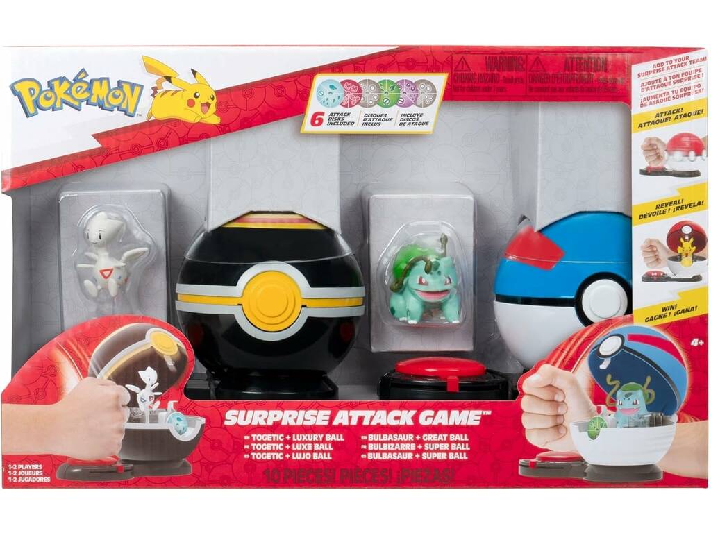 Jeu Pokémon Attaque Surprise avec 2 figurines et 2 balles