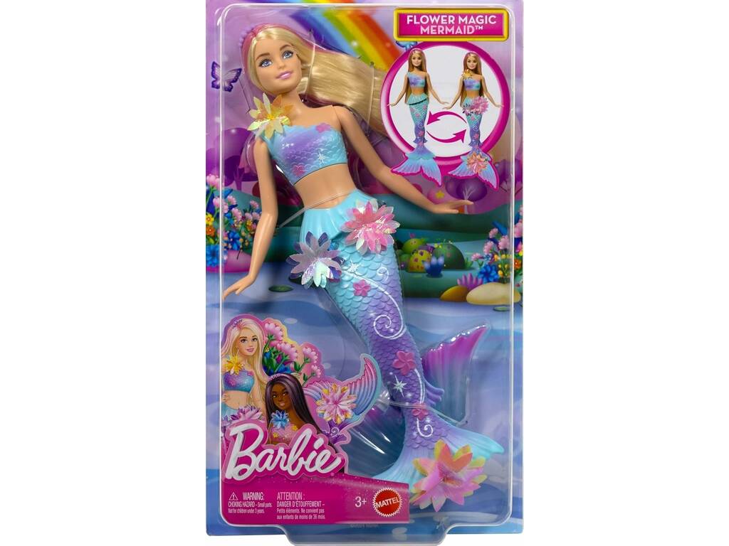 Barbie Flower Magic Mermaid Muñeca Sirena Rubia