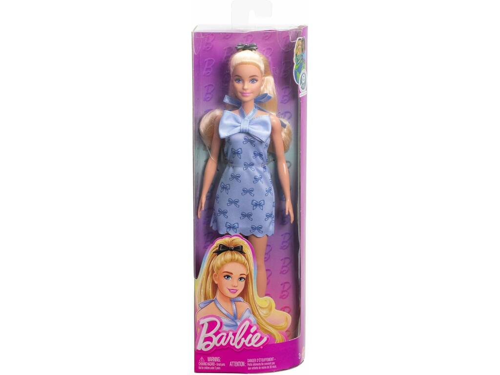 Barbie Poupée Robe bleue avec nœud