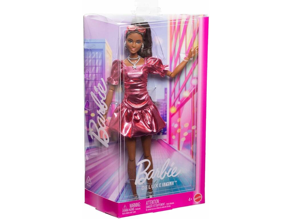 Barbie Deluxe Style Muñeca con Vestido Rosa Volantes de Burbujas