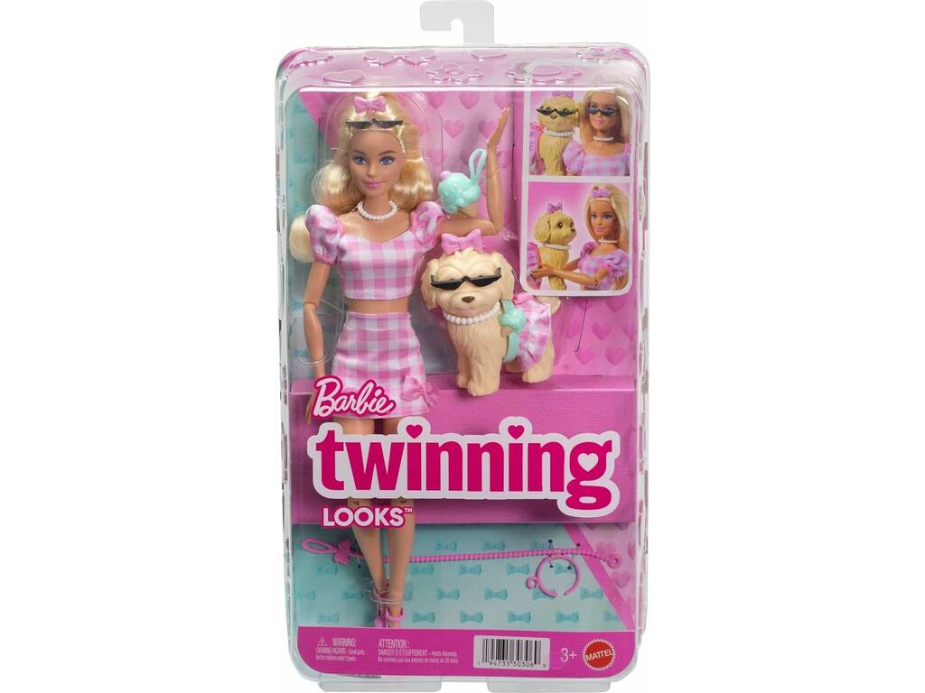 Barbie Twinning Looks Poupée Look Rose avec chien