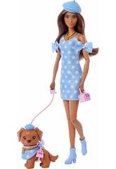 Barbie Twinning Looks Boneca Look Azul com Cão