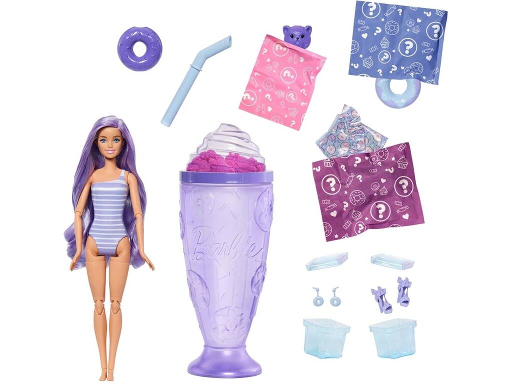Barbie Pop Reveal Dulces Muñeca Sorpresa Con Vaso Morado