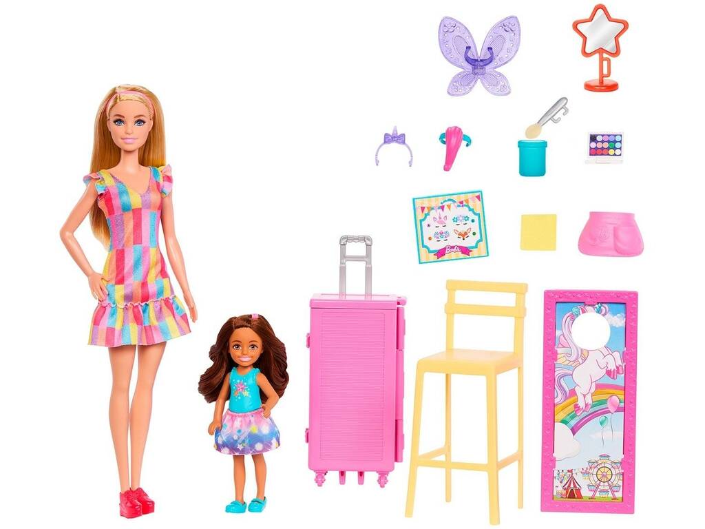 Barbie Journée à la foire Stand de maquillage avec poupées