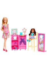Barbie Journée à la foire Stand de maquillage avec poupées
