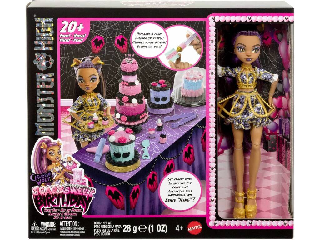 Kit d'anniversaire effrayant et sucré Monster High avec poupée Clawdeen Wolf
