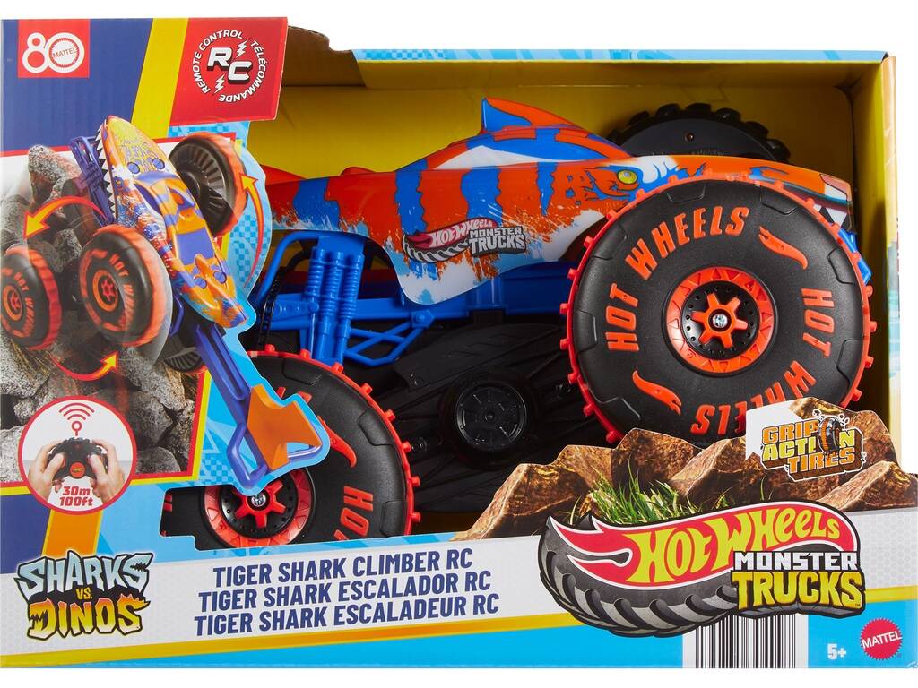 Hot Wheels Monster Trucks Véhicule Tiger Shark Climber Radio Control