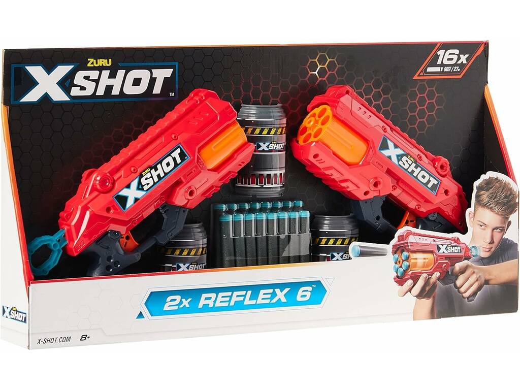 Zuru Xshot Pack 2 Lanceurs 2X Reflex 6 avec 16 fléchettes
