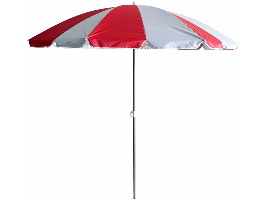 Parasol de plage en nylon orientable de 220 cm, 8 baleines et 16 panneaux avec protection UV +50