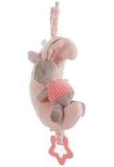Little Kids Luna Caixa de Música Coelho Rosa Veludo de 25 Cm