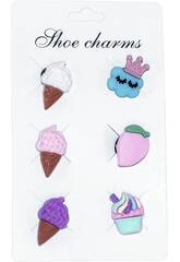 Pins Decorativos para Tamancos EVA Pack Cones e Doces 6 Unidades