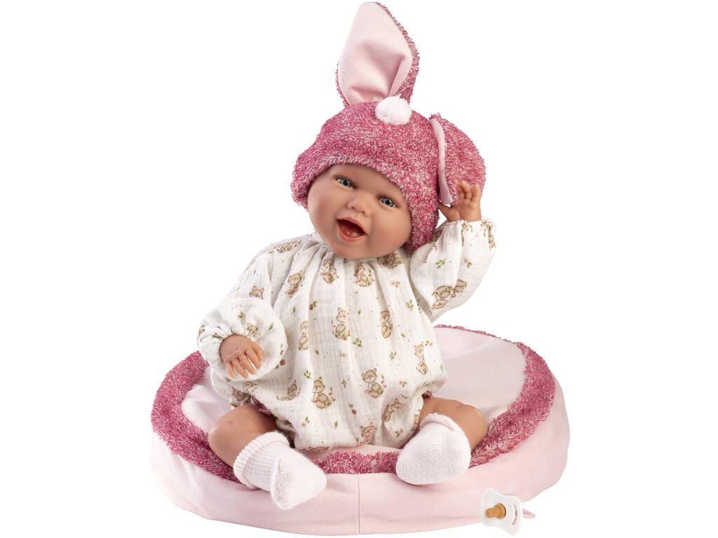Poupée nouveau-né Mimi Sonrisas de 42 cm avec coussin
