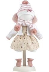 Vestido Boneca 38 cm com Gorro, Cachecol e Meias