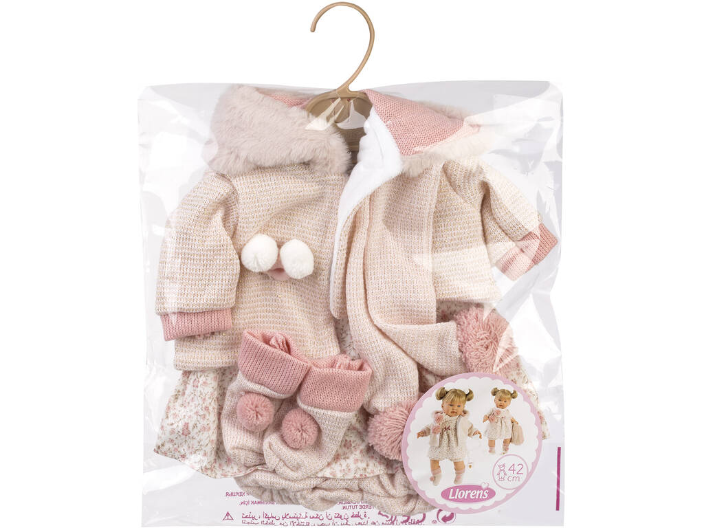 Ensemble pour poupée 42 cm Écharpe, veste à capuchon et queues de cheval pour les cheveux