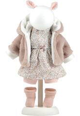 Ensemble poupe 42 cm avec veste  capuche, chaussettes et lastiques  cheveux avec oreilles