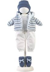 Conjunto Boneca 42 cm Casaco s Riscas com Capuz e Gorro