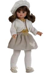 Boneca Fany Vestido e Cachecol Branco de 40 cm