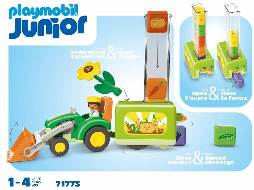 Playmobil Junior tracteur avec semoir de chargement et déchargement