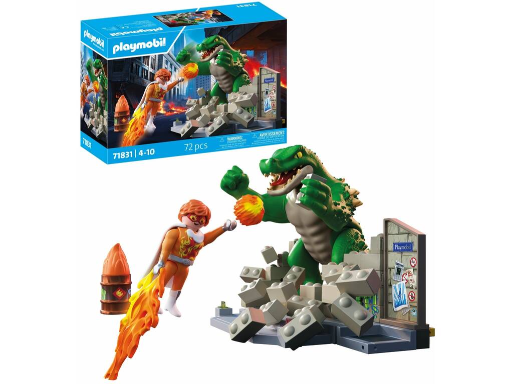 Playmobil Héroe Batalla Contra el Lagarto Gigante