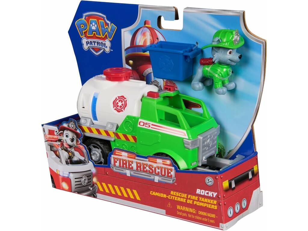 Patrulla Canina Fire Rescue Rocky con Camión Cisterna de Bomberos
