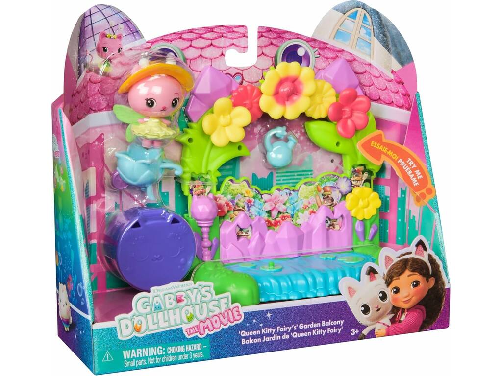 Gabby's DollHouse The Movie Queen Kitty Fairy Garden Balcony