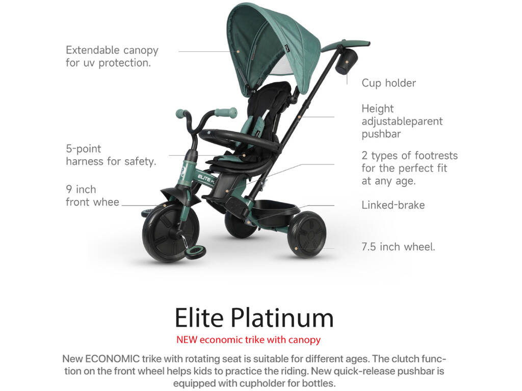 Triciclo Elite Platinum 6 en 1 Asiento Giratorio